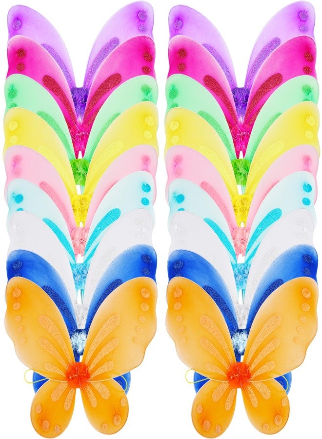 Flahard 18 Pack Girls Fairy Wings Bulk Butterfly Wings Butterfly Angel Costume Wing for Kids Cosplay Wedding Decoration Party Dress up, 9 Colors - Image 1